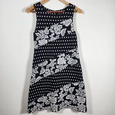 Dark Grey Maeve Anthropologie Polka Dot Floral Knit Mini Shift Dress Size XS