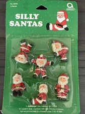 Vintage Silly Santa Figurines by Amscan Inc. Set of 6 in Original Packaging