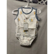 NWT Nest Designs Sleeveless Button Down (Bamboo) Pastel Waves 3-6 Months
