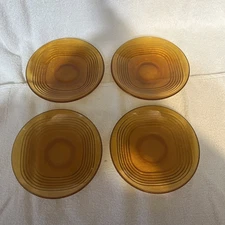 Set Of 4 Duralex  Made In France Amber Brown Dessert Salad Plates 6"