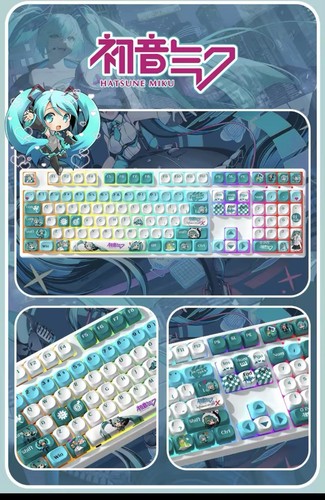 Hatsune Miku Parameters keyboard Green White version New 108 keys Three modes - Picture 9 of 20