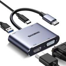 4 in 1 USB C Hub, Type-c to HDMI MultiPort Adapter, 4K HD, VGA, 100W Charging...