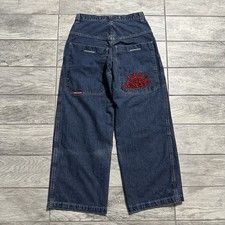 JNCO Jeans 90s Vintage 32x30 Red Embroidered Crown Logo Wide Leg Skater Rare