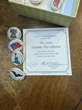 4 Vintage USA Lenox Collection Patriotic Lapel Pins American Flag Liberty Eagle