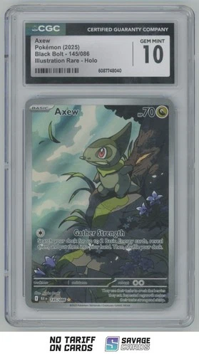 2025 Pokemon SV Black Bolt Illustration Rare Holo Axew CGC 10 #145/086