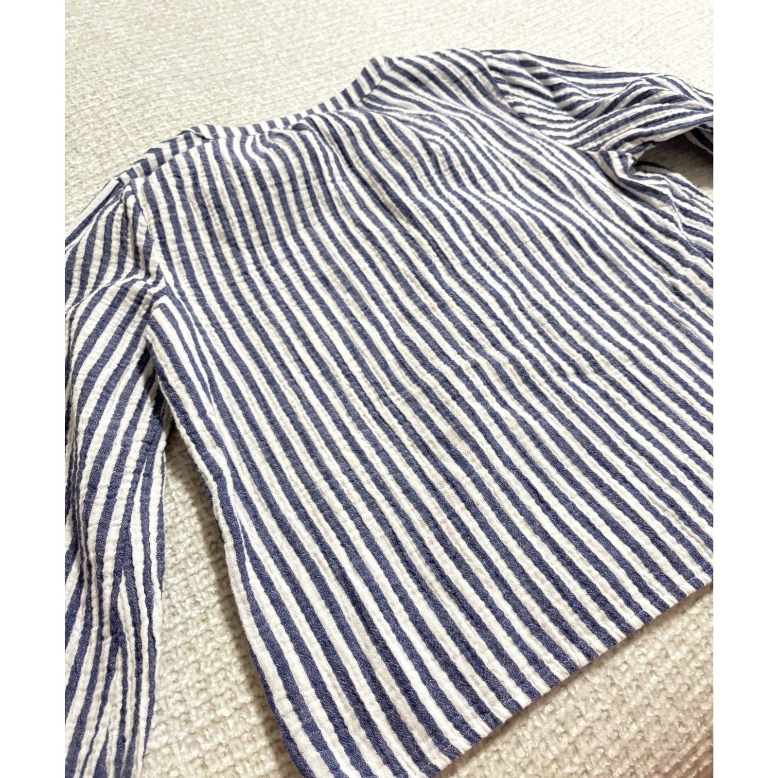 Universal Thread Striped Cotton Blouse M Blue Whi… - image 6