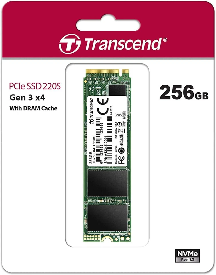 Transcend MTE220S 256 GB NVMe PCIe Gen3 x4 M.2 2280 Internal Solid State Drive ( - Image 2 of 4