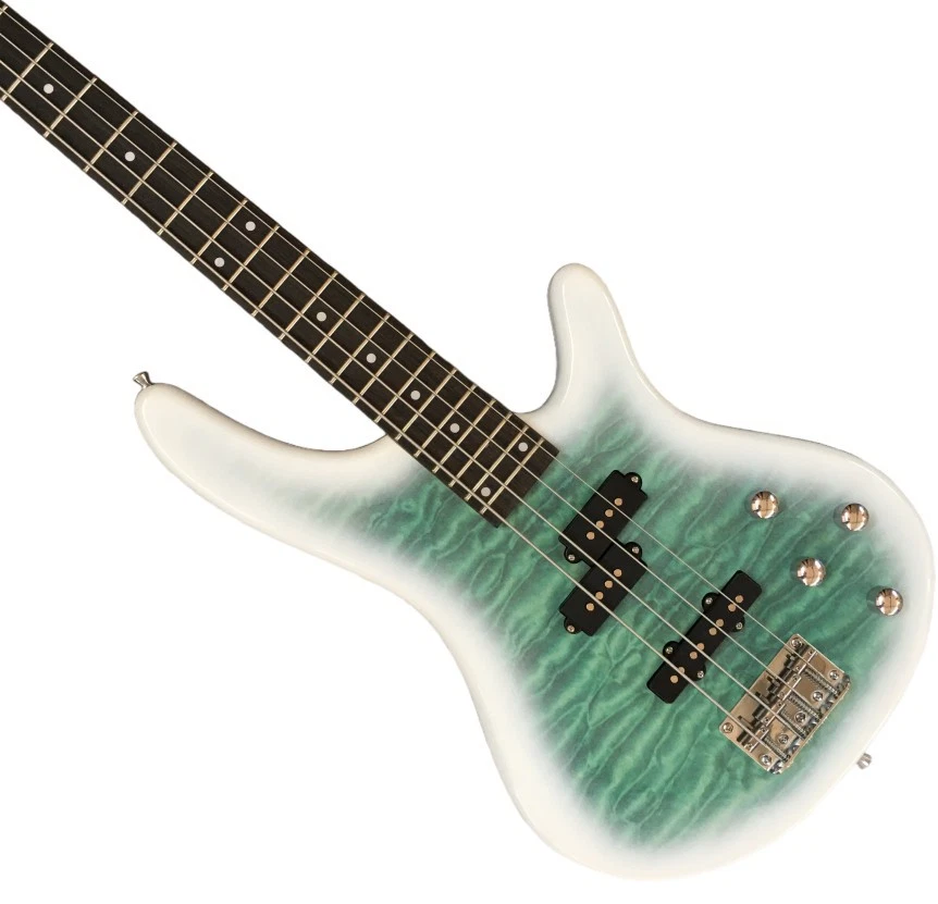 Hot Sale Gio Soundgear GSR200 White Electric Bass Quilted Top Larimar Ocean Blue - Image 2 of 4