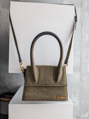 Jacquemus Chiquito Croc Nubuck Leather Bag Shoulder Satchel Top Handle  Handbag