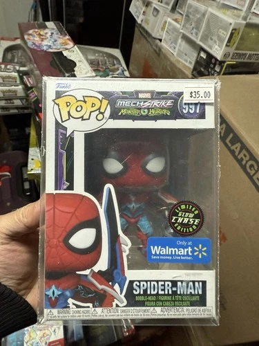 FUNKO POP MARVEL MECH STRIKE MONSTER HUNTERS #997 SPIDER-MAN "GLOW CHASE"