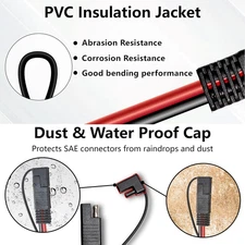 16AWG 12FT Battery Charger Cable, SAE to SAE Terminal Quick Disconnect Harnes...