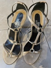 GIANNI VERSACE  SANDALS , BEIGE, 3.5 Inch Heels, Size 8.5. US.