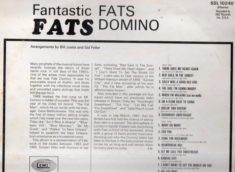 Fats Domino "Sixteen of the Greatest Tracks"Vinyle 33t30 cm Stateside EMI 1965 - Photo 2/2