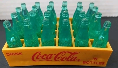 Miniature Coca Cola Crate with 24 Tiny Bottles 3.75" x 2" Vintage