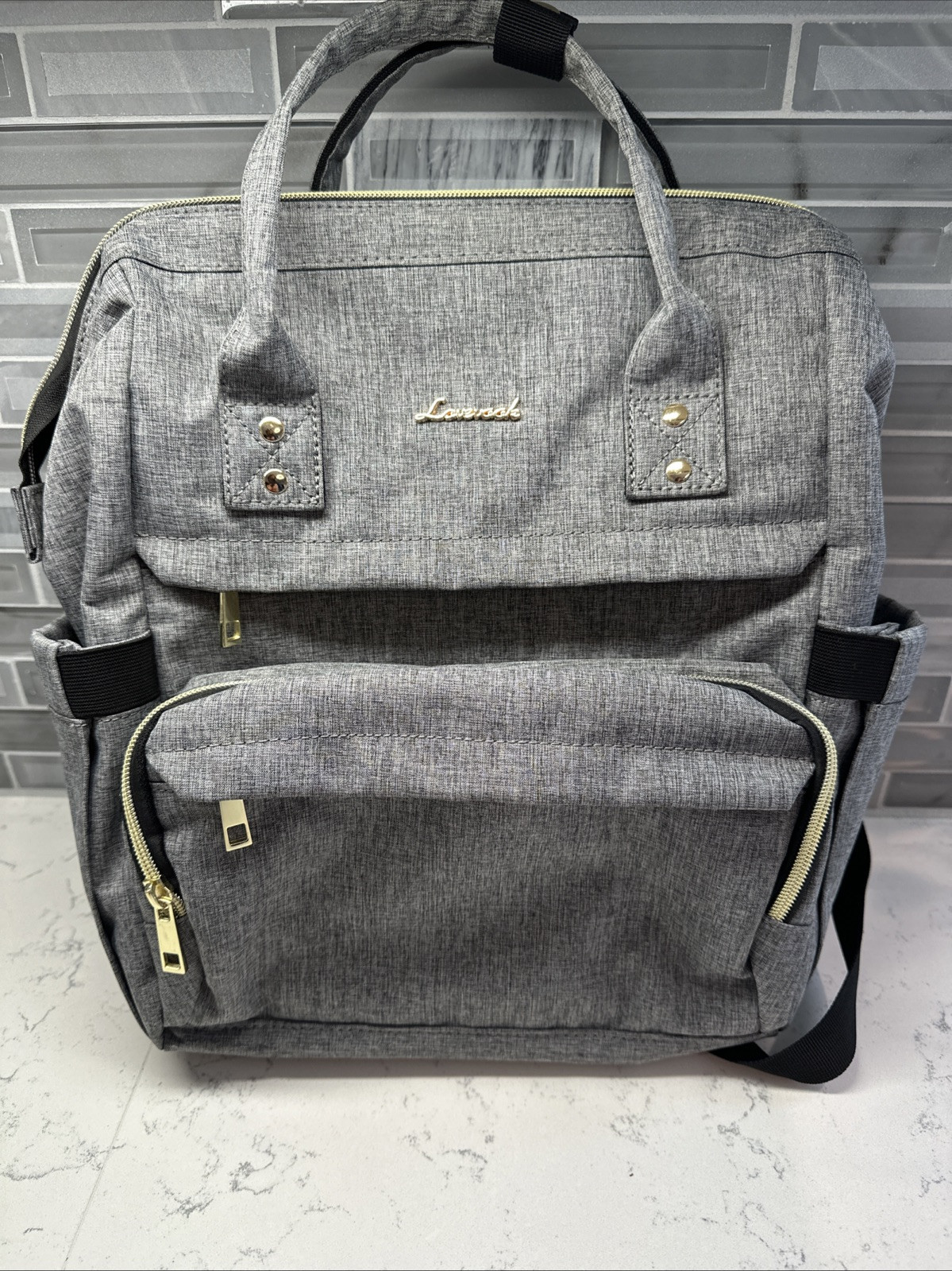 , 15&rdquo; Computer Backpack Gray With Gold Hardware Nwot!