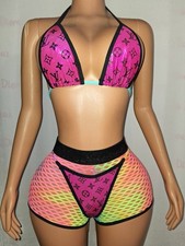 Exotic Dancewear/ Rave/ Festival Outfit Size M Sparkly NET SET