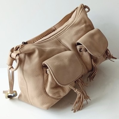  John Rocha Debenham Echtleder Damen Schultertasche Handtasche Beige 30/18/10 Cm
