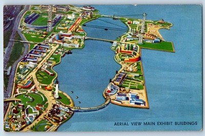 1933 Chicago Illinois IL Postcard Aerial View Main Exhibit Buildings Exposition