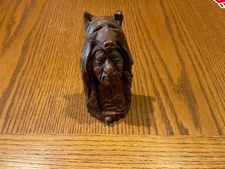 Vintage Red Mill Mfg. Native American Indian Chief with Bear Headdress-5” Statue