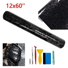 Premium Forged High Gloss Black Carbon Fiber Vinyl Film Wrap Roll Sticker Decal