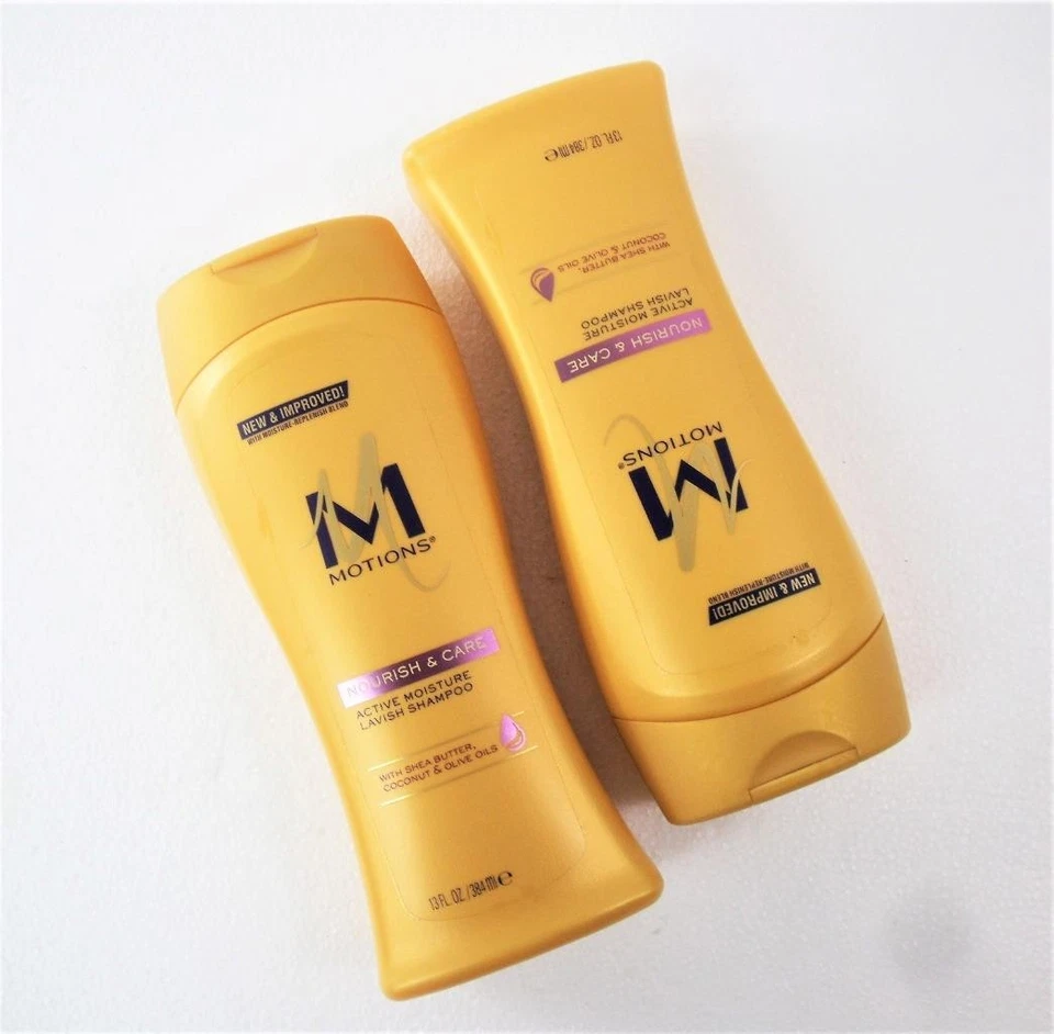 (Paquete de 2) Champú nutritivo y cuidado MOTIONS con manteca de karité aceites de coco y oliva 13 oz Foto 4 de 4