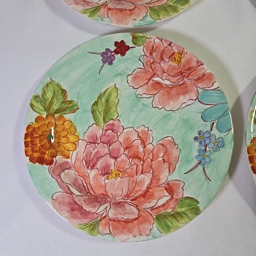 Set of 4 ~ 8" Salad Plates Bohemian Porcelain Floral Hand Painted Pastels - Picture 3 of 8