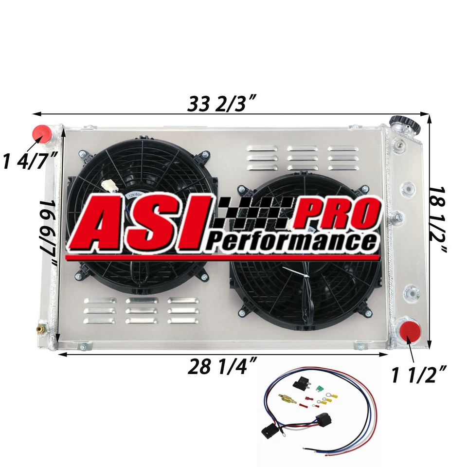 4 Row Radiator+Shroud Fan Fit 1968-1972 Chevelle GTO Impala Caprice C10 C20 5.7l Foto 3 de 4