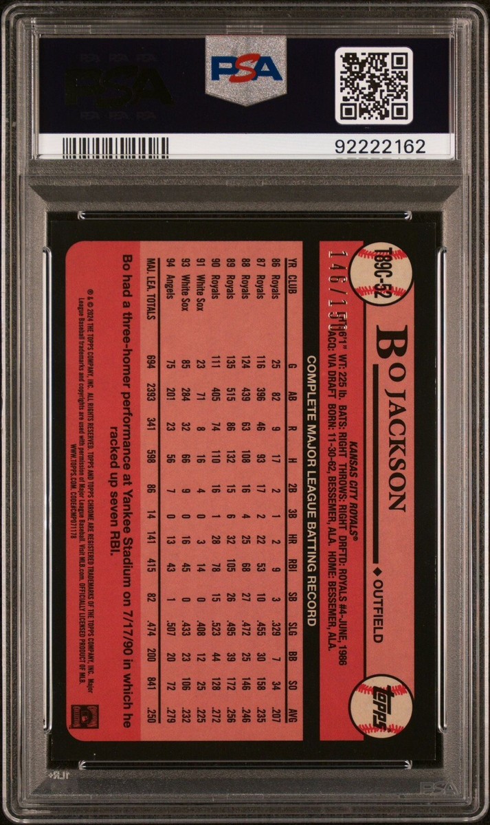 2024 Topps Series 1 Bo Jackson #T89C-52 Silver Pack Blue /150 PSA
