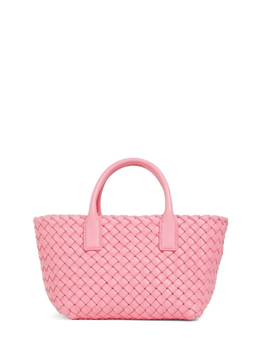 Bottega Veneta Cabat Mini Ribbon Pink Intreccio Leather Tote Bag