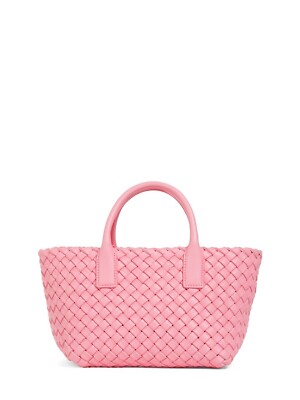 Bottega Veneta Cabat Mini Ribbon Pink Intreccio Leather Tote Bag