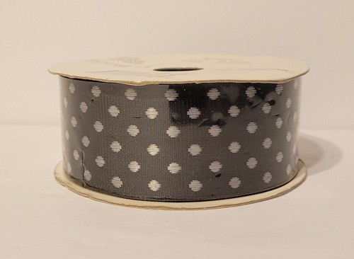 Black w/ White Polka Dot Fabric Ribbon 1.5" x 15' Michael's 100% Poly NEW SEALED - Picture 7 of 10