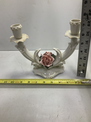 Karl ENS Antique Porcelain Pink Rose Candle Candelabra GnuFoundArt - Picture 11 of 12