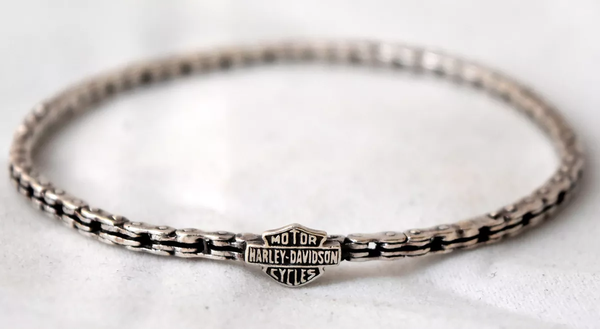 Silver harley davidson best sale bracelet