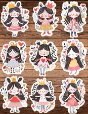 Cute Little Princess Vinyl Die Cut Stickers Set Notebook Laptop