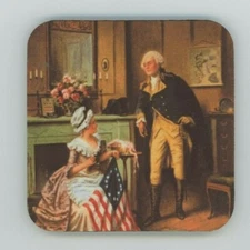 George Washington and Betsy Ross COASTER - Patriotic American Flag