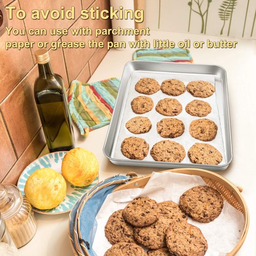 Large Baking Sheet, Stainless Steel Cookie Sheet Baking Pan Tray, Rectangle 1... - Picture 5 of 7