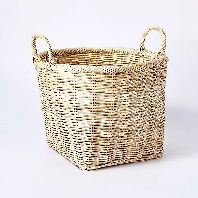 Medium Rattan Basket with Handles Threshold designed with Studio