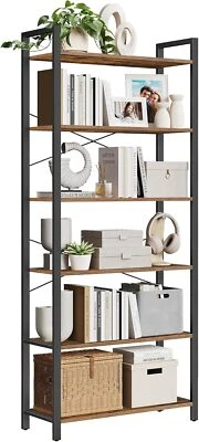 VASAGLE 6-Tier Bookshelf, Bookcase with Steel Frame, Book Shelf for Living Room