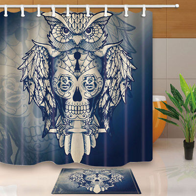 Color Sugar Skull Shower Curtain Bathroom Waterproof Fabric & 12hooks 71x71inch