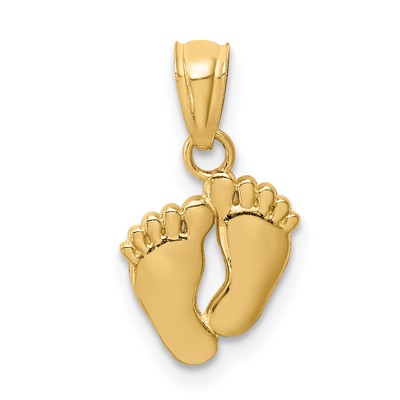 Avariah massiv 14k Gelbgold kleine Füße Anhänger - 17 mm