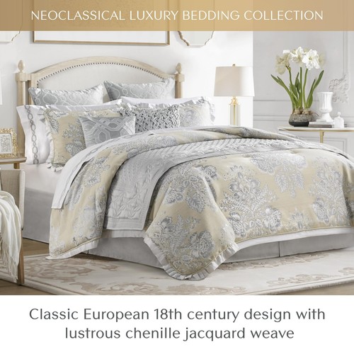 CROSCILL Queen Comforter Set, Luxe Chenille Jacquard Floral Medallion, Microf... - Picture 2 of 7