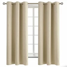  Room Darkening Curtains 63 Inches Long 2 Panels Set, Sunlight 42W x 63L Beige