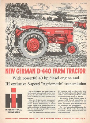 International Harvester D-440 Tractors 40 Hp Diesel 1959 Advertisement 1 Page