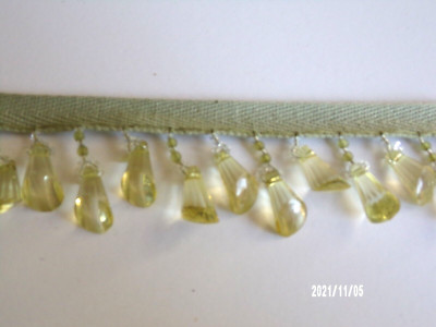 Conso 1 1/4'' Crystal Bell Fringe Trim Green Beaded sold BTY