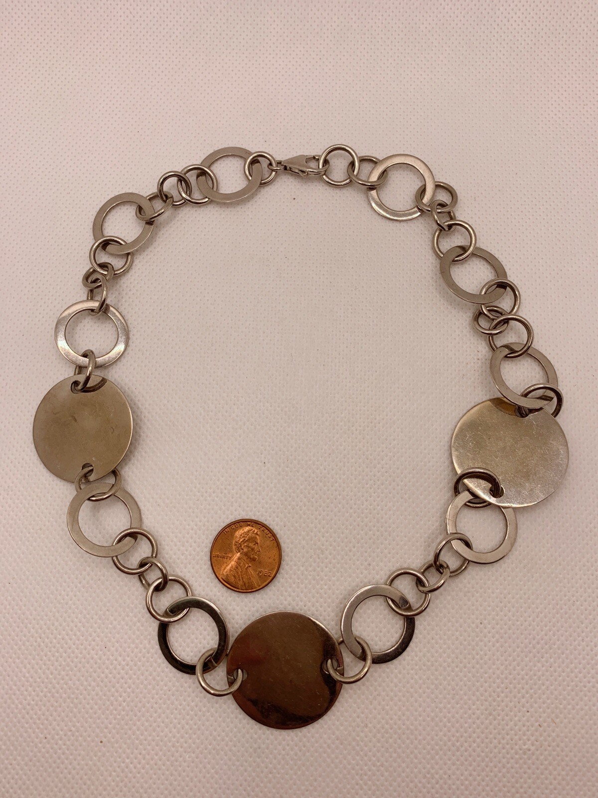 Solid Sterling Silver Multi Circle Link Chain 18"… - image 3