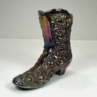 Vintage Fenton Iridescent Amethyst Carnival Glass Daisy & Button High Top Boot