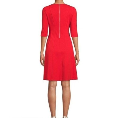 Anne Klein Elbow Sleeve Fit & Flare Dress Poppy | eBay