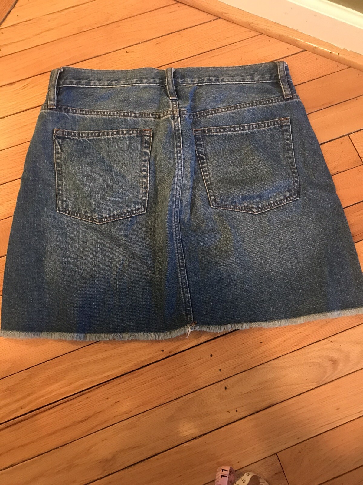 J. Crew Jean Skirt Blue Size 29 5 Pockets Frayed Bottom eBay