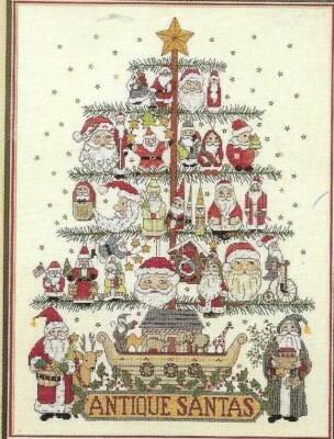 Dimensions Gold ANTIQUE SANTA TREE, Counted Cross Stitch Kit,1994 FACTORY SEALED