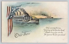 WWI "Over There" Troop Transport Destroyer Naval Escorts US Flag Patriotic